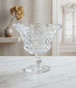 Vintage EAPG Star of David Cut Crystal Pedestal Bowl Compote