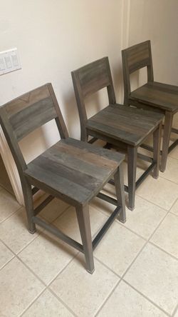 Barstools (3) made of solid wood