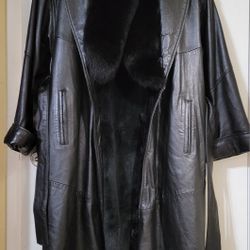 Vintage Stavros Leather Coat, Female.