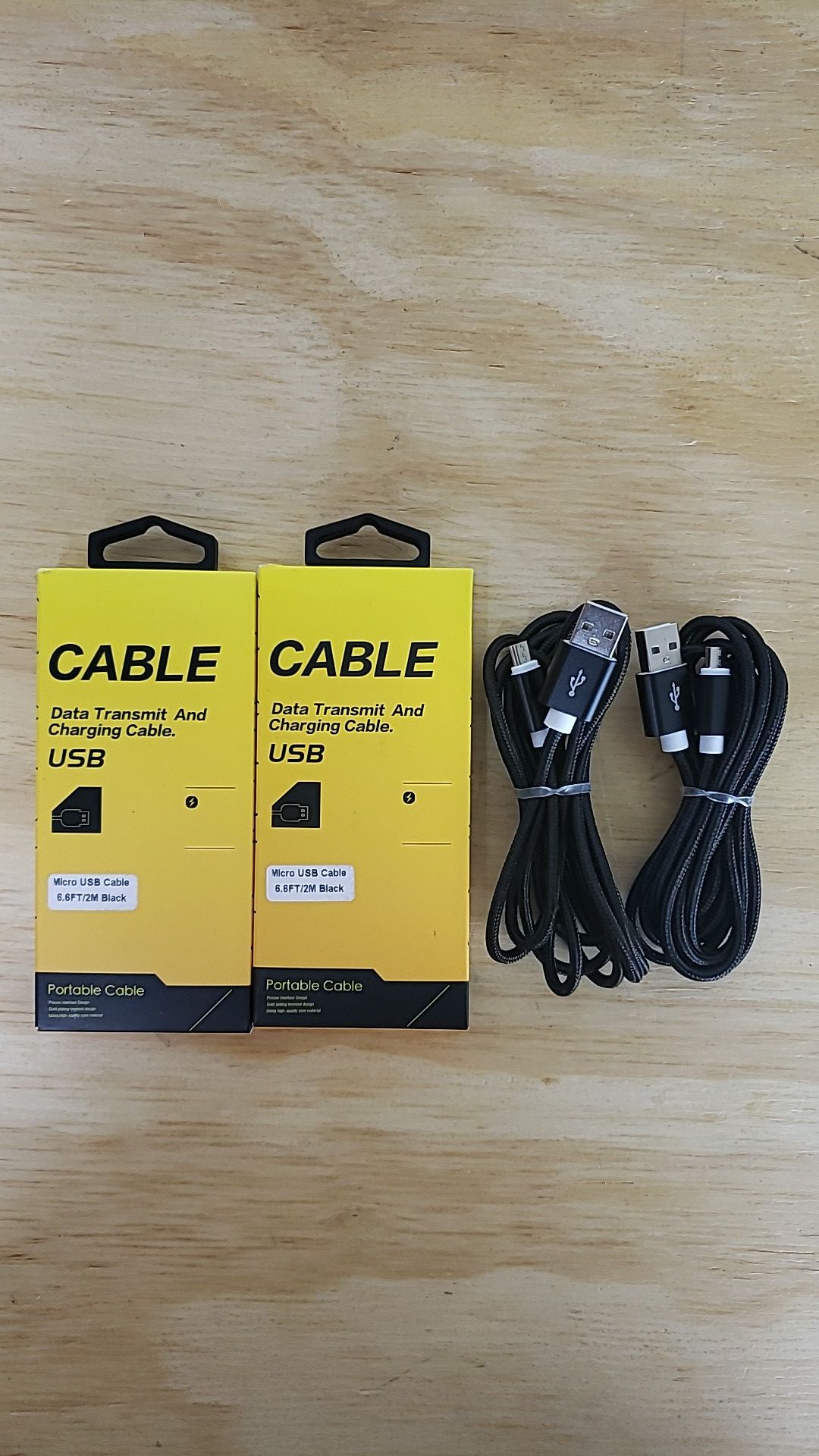 2 Pack Micro Usb Cable Charger Fast nylon braided 6.6ft Black