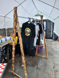 Sturdy handcrafted clothes rack, $70