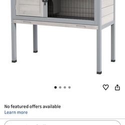 Elevated Wooden Rabbit Hutch, Indoor/Outdoor Bunny Cage with Hinged Asphalt Roof and Removable Tray Gray