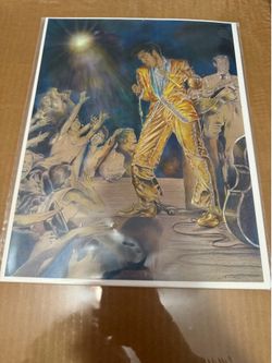 Elvis Presley -Betty Harper Prints & Elvis Earrings & Elvis Stamp (used)