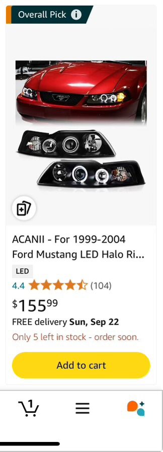 Headlights For 99 To 04 Mustangs