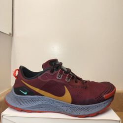 Nike Air Zoom Pegasus Trail 3 Mens Size 10 Running Shoes Burgundy Gold DA8697-600