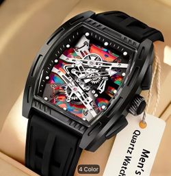Men's Quartz Luxury, Waterproof Sports Watch, Fashionable Analog Quartz, Buckle Closure, and Daily Wear, Barrel Shaped Watch.  $15 each