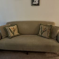 Olive green sofa