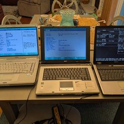 3 laptops with factory power supplies & batteries