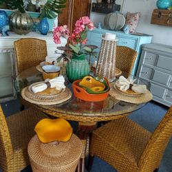 CUTE WICKER STYLE DINING TABLE AT PICKY PINCHERS 3643 5TH AVE N ST PETE OPEN NOON TO 6 PM FREE DELIVERY