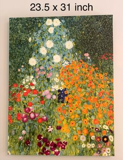 Klimt Flower Garden Canvas Print 23.5x31 Inch
