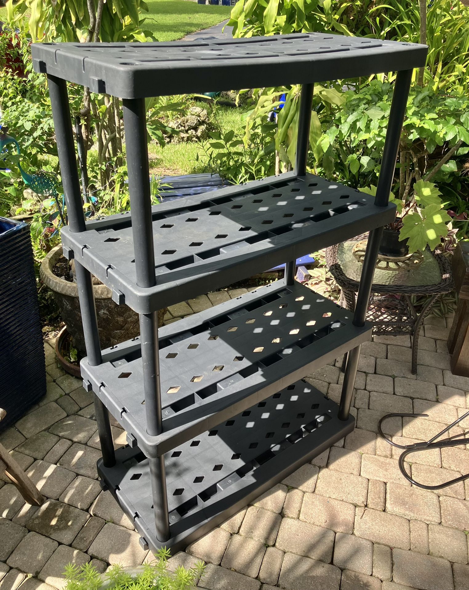 4 Tier Plastic Storage Shelving: 36”W x 17.5”D x 55”H-$25 Each