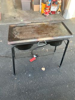 Portable propane dual burner + Flat grill