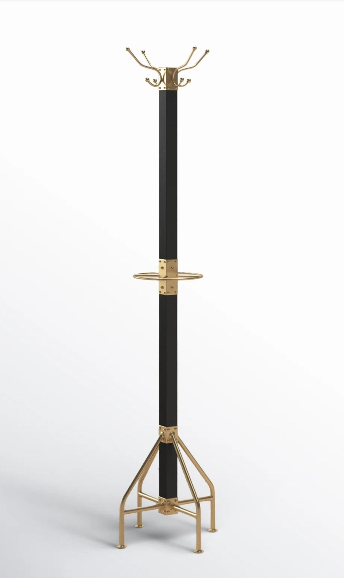 Brand New Brass And Wood Coat Rack