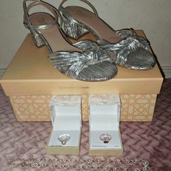 FULL GLAM SET: Heels, Real GOLD n SILVER Rings, Necklace