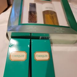 vintage Coty Emeraude cologne and perfume spray gift set for women. 