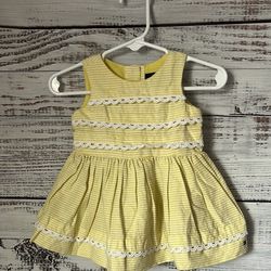 Yellow Striped Kids Dress with Lace Trim from Tommy Hilfiger size 3-6 months
