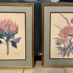 VTG Henry Howells Flower Watercolor Art