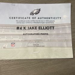 Jake Elliot signed autograph