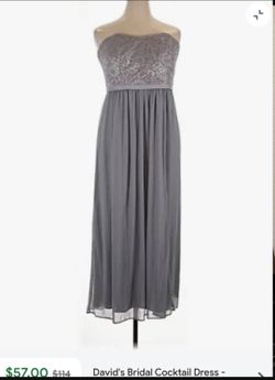 David's Bridal formal strapless dress size 16 ( metallic silver)