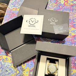 GV2 Men's XO Submarine Swiss Automatic Watch, Genuine Italian Leather Strap, Silver (4536L) ٠١٠٠٠٥٥ CEVRIL AUTOMATIC 10