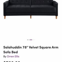 Black Velvet Reclining Couch 