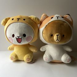 Milk and Mocha Bear Plush Set New 14in