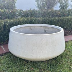 Large Low Faux Grey Concrete Planter Pot Modern Contemporary Garden Indoor Outdoor Plant Urn Vessel Lightweight Succulents Trees Herbs Planters Conten