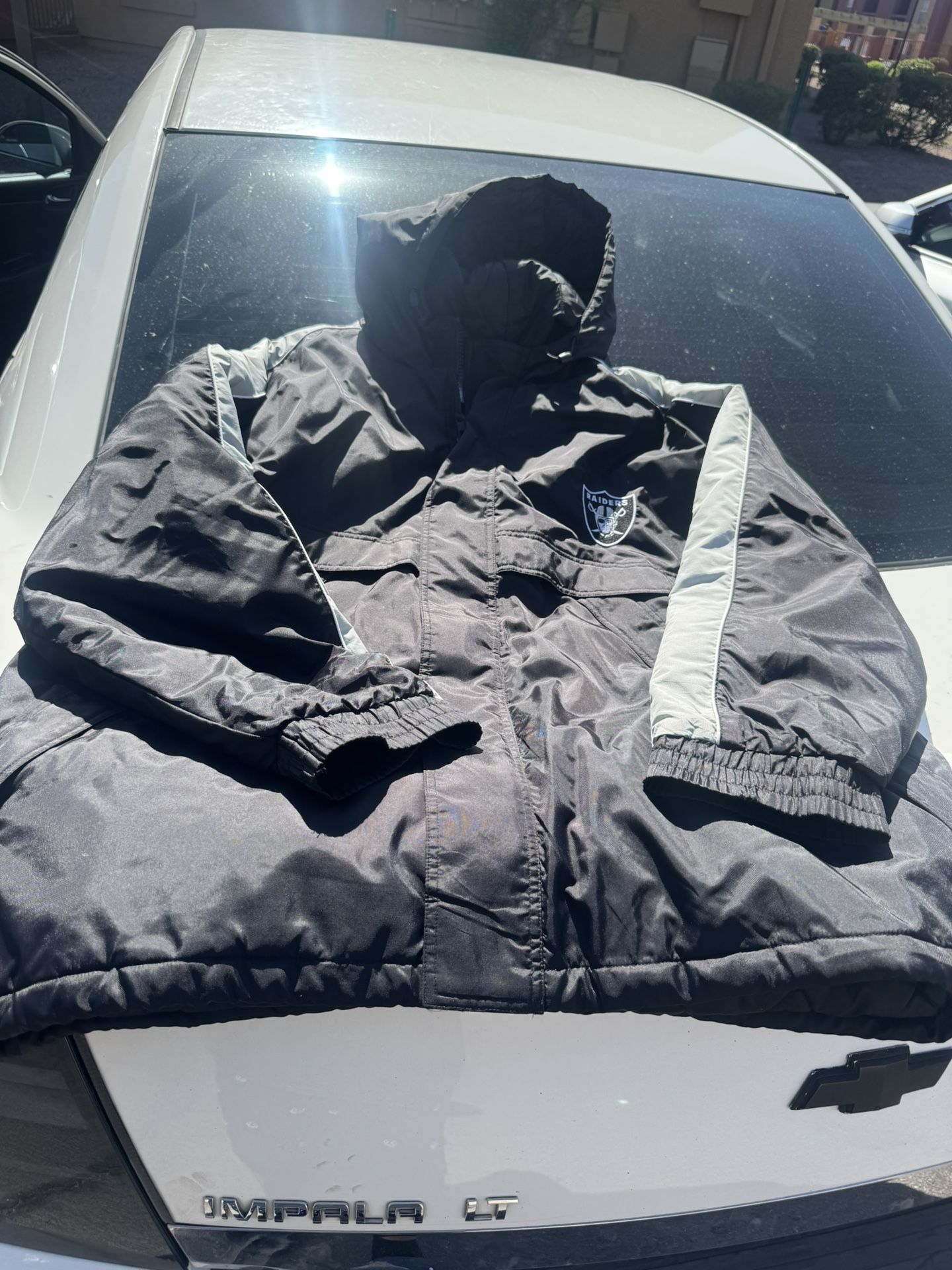 Vintage 90s Oakland Raiders Black XXL Puffer Jacket Coat
