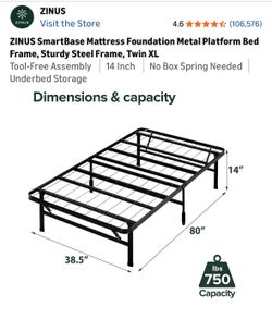 Mattress Foundation Metal Platform Bed Frame, Sturdy Steel Frame, Twin XL Tool-Free Assembly 14 Inch No Box Spring Needed Underbed Sto