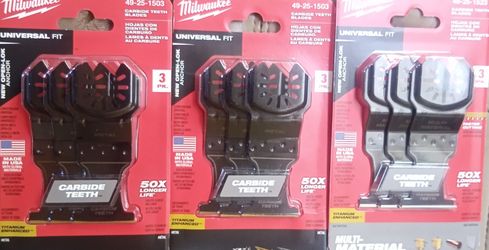 Milwaukee Carbide Teeth Metal/Multi Material Oscillating Multi-tool Blades (3-pack)