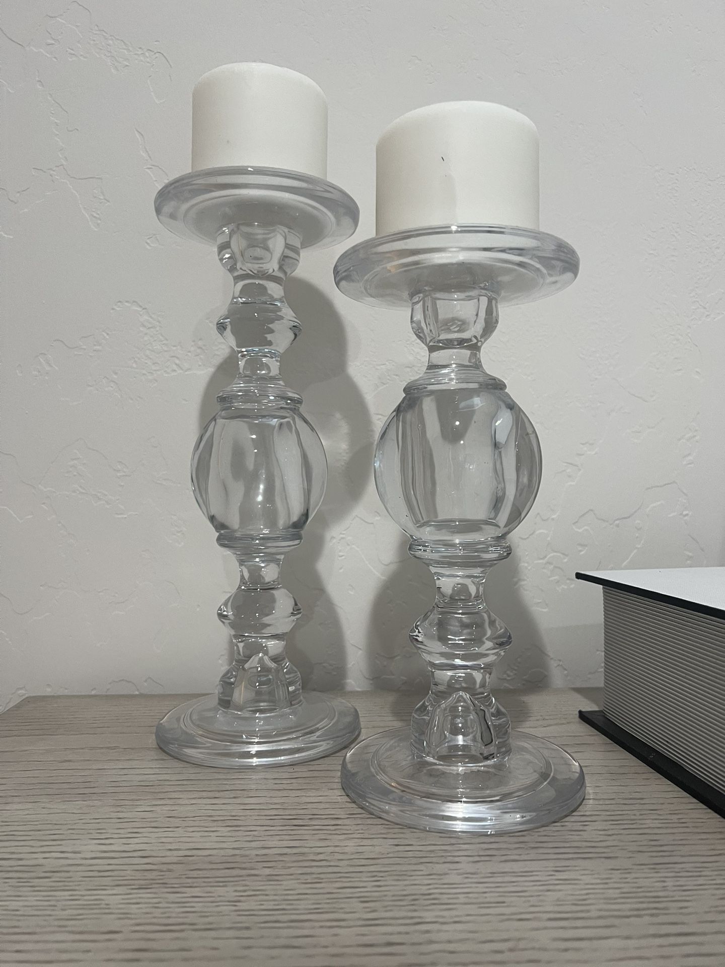 Set of 2 Glass Candle Holders – $15