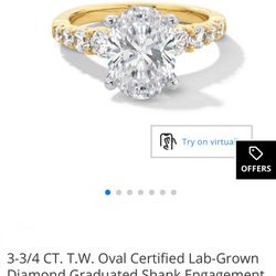 3-3/4 Carrot Oval Certified Lab Grown Diamond Engagement Ring