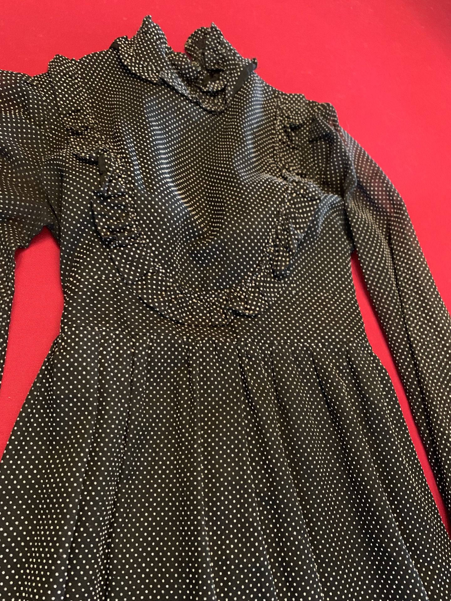 Long Black Dotted Swiss Dress, Size 9