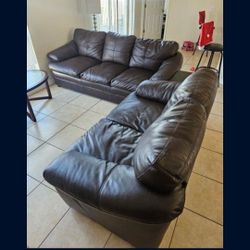 💫 Leather  Dark Brown  2 pieces  Sofa Set💫 