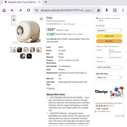 FurryTail Automatic Litter Box, self Cleaning Litter Box for Multiple Cats, Odor Control, Easy Access Step for Senior Cats