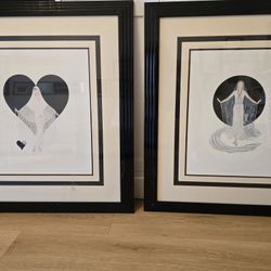2 LARGE Erte Framed Art
