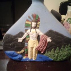 Vintage  Hand Painted Tribal Vase