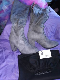 Grey suede boots
