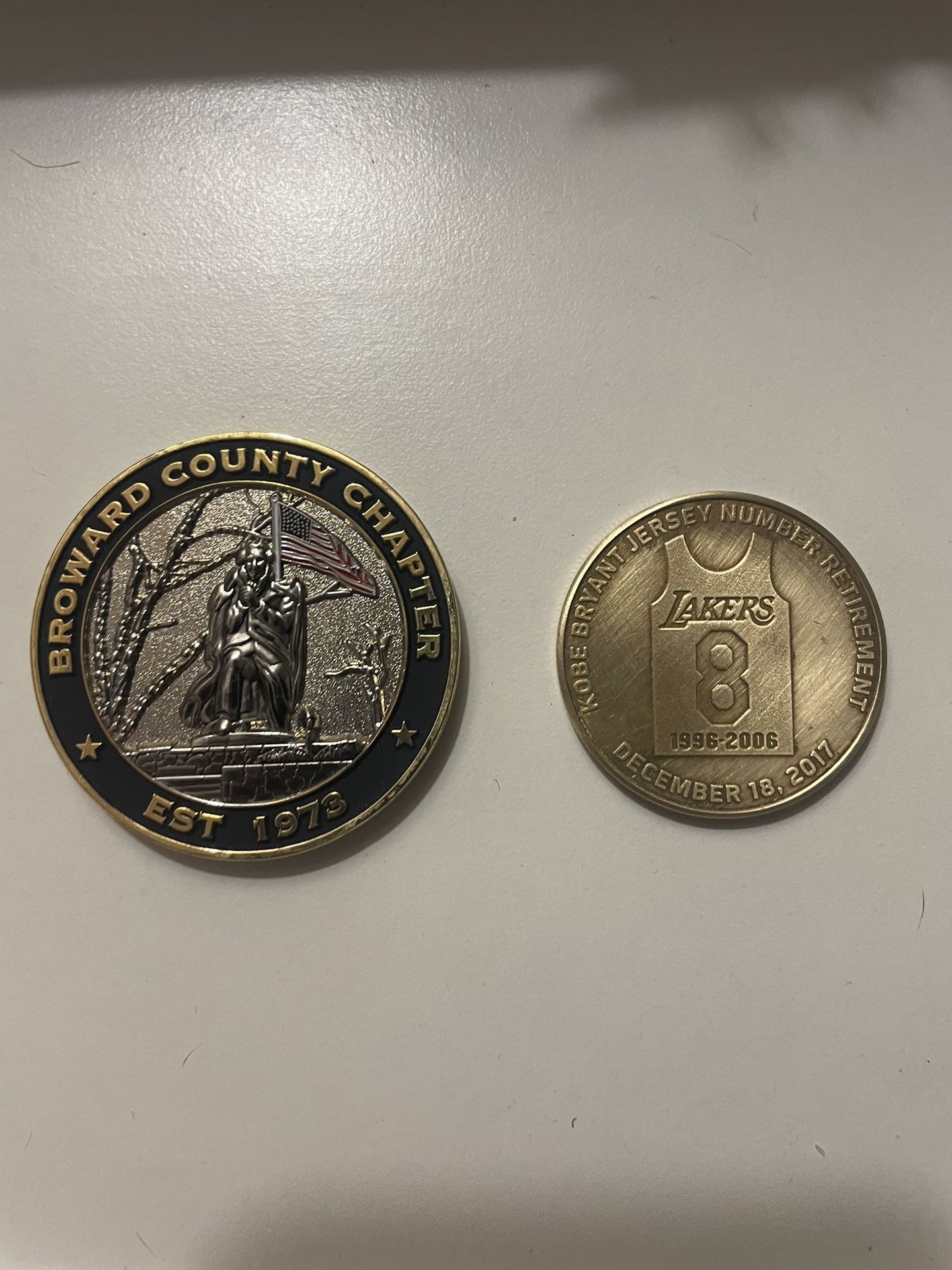 Kobe Bryant Retirement Jersey Coin And Broward County Chapter Coin