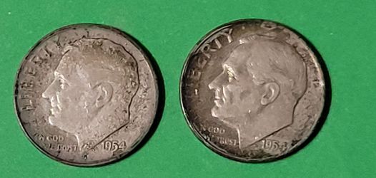 1954 P & D, Roosevelt Silver Dimes