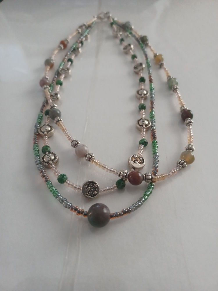 3 Strand Earth Tone Necklace