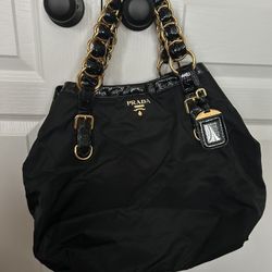Nylon And Patent Leather Prada Bag