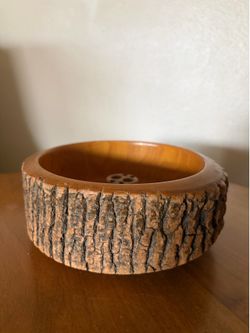 Vintage MCM Wood Nut Cracking Bowl 6.5”