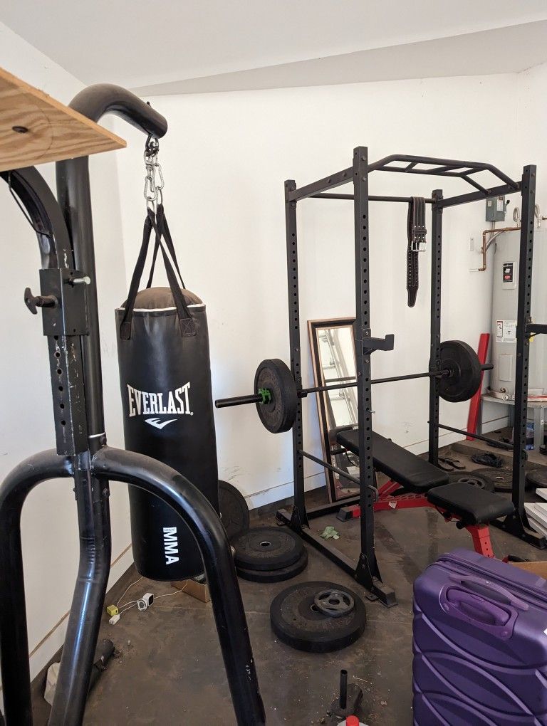 Olympic Weight Set // Power Rack // Boxing & Speed Bag 