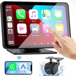 7" HD Portable Car Stereo Touch Screen with Wireless Android Auto, Backup Camera, Car Audio Receivers with Voice Control, Mirror Link, Bluetooth, GPS 