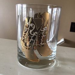 Vintage Culver 22k Gold Cowboy Boots Whiskey Cocktail Glass