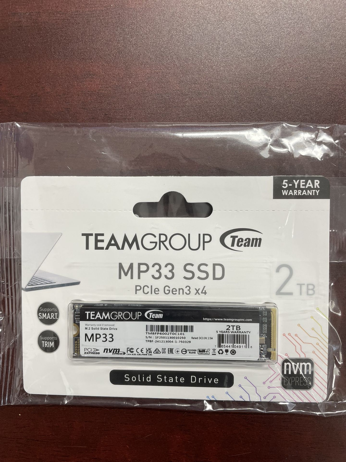 2 TB Teamgroup MP 33 SLC 3D NAND TLC NVMe 1.3 PCle Internal SSD