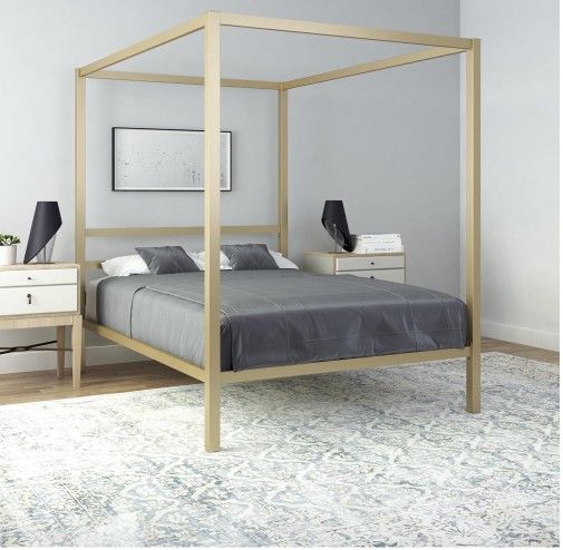 DHP Metal Canopy Bed - Gold powder coated