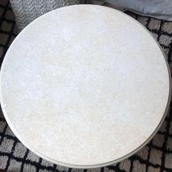 Gorgeous 40" Round Solid Travertine Indoor or Outdoor Table Top w/ Beveled Edge - Excellent Condition - Moving