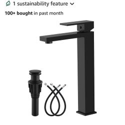 gotonovo Vessel Sink Faucet Single Handle Tall Bathroom Faucet One Hole Modern Lavatory Vanity Basin Mixer Tap Matching Supply Hoses and Pop up Drain 